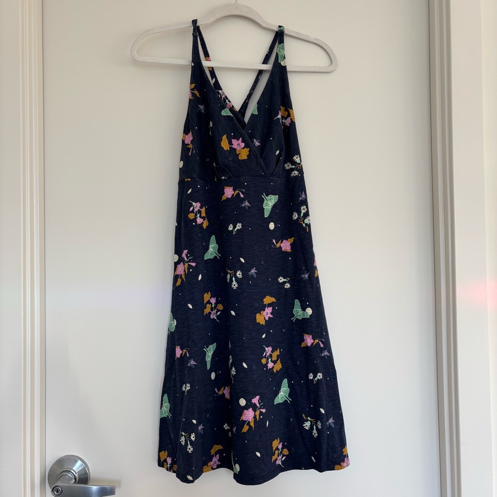Patagonia Organic Cotton Amber Dawn Dress in Pollinators Print, Navy